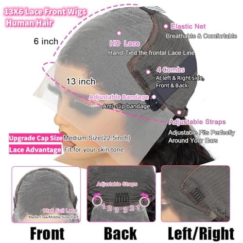 13x6 Deep Wave Lace Front Wig Human Hair 200% Density
