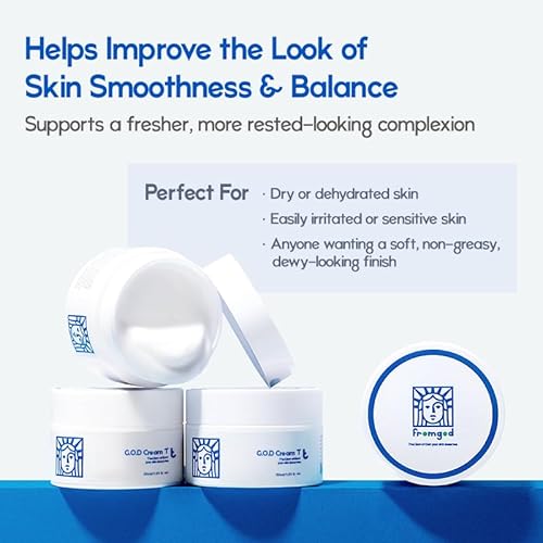 Fromgod -the Glow Of Dew your skin deserves- G.O.D Cream T ? Hydrating & Calming Face Cream ? Lightweight Korean Moisturizer for Soft, Balanced Skin (30ml/1.01 fl. oz.)