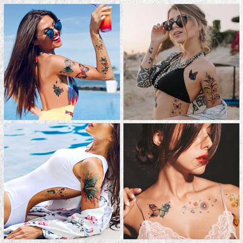 Cerlaza 79 Sheets 3D Butterfly Temporary Tattoos for Women
