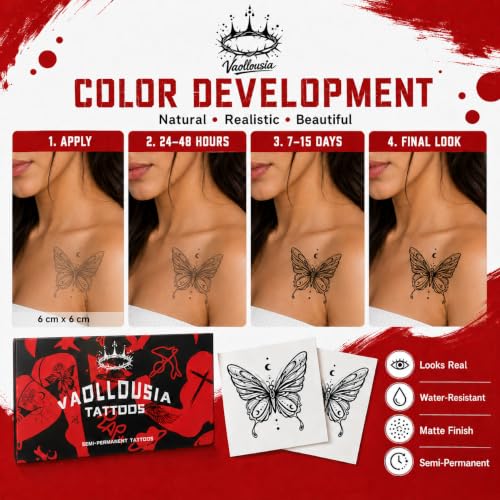 Vaollousia Semi Permanent Temporary Tattoos for Women Men