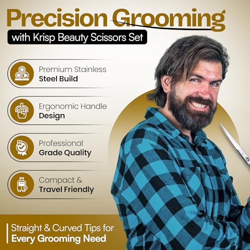 Stainless Steel Grooming Scissors Set - Straight & Curved