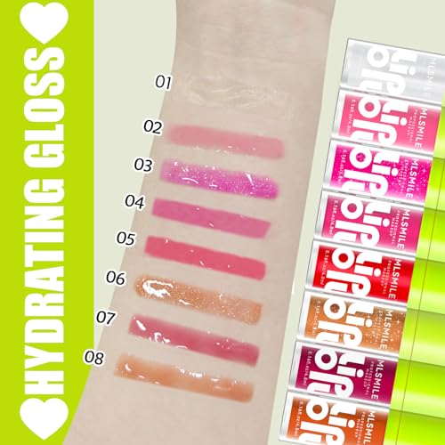 4-Color Lip Glow Oil Set - Hydrating Plumper with Soft Brush