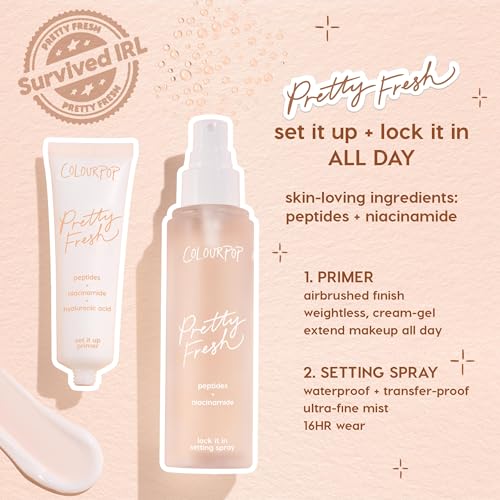 ColourPop Pretty Fresh Hydrating Setting Mist - Vegan Micro-Fine Makeup Finishing Spray with Hyaluronic Acid and Coconut Water for Dewy, Long-Lasting Wear - Lock It In (3.4 Fl Oz)