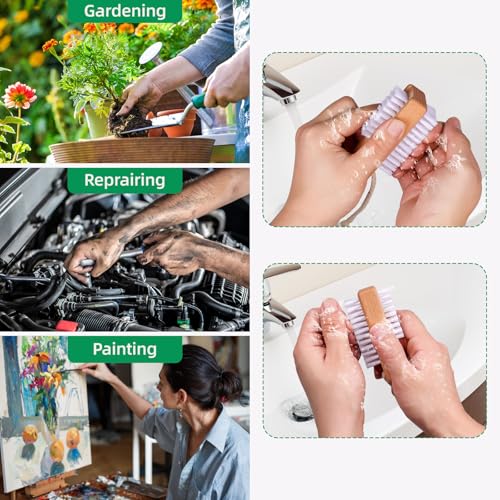 2 Pack Wooden Nail Brush with Hanging Rope - Dual-Sided Scrubber for Fingernails & Toes
