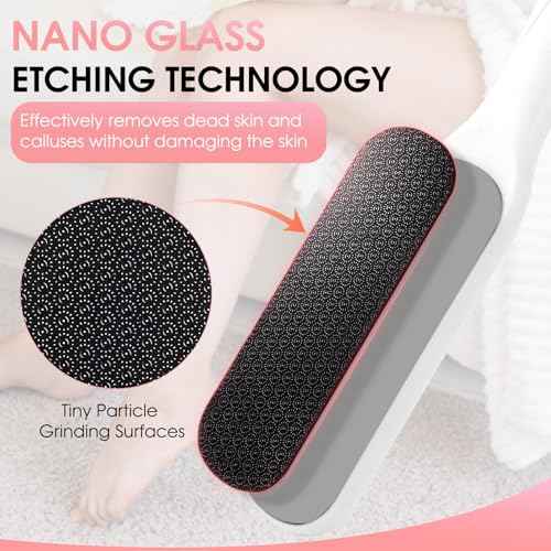 Pedicure Brush, File Callus Remover Dead Skin Nano Glass Remover for Feet with Soft Brush, Professional Pedicure Tool for Home Foot Care - White