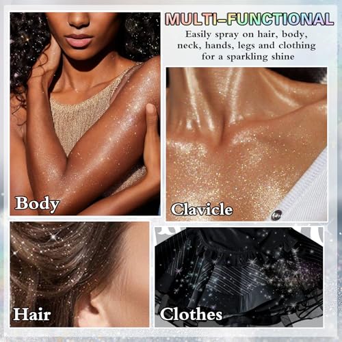 Shiny Silver Body Glitter Spray - 60ml Holographic Fine Powder