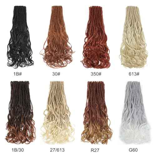 Loose Wave Dreadlocks Synthetic French Curly Double Ended Dreadlock Extensions 24inches 30 Strands Thin Soft Grey to White Spanish Curly DE Dreadlock Extensions for Women (30 Strands, G60)