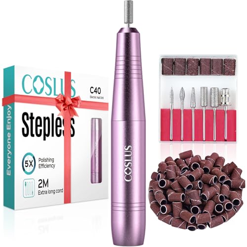 COSLUS C40 Electric Nail Drill Kit Dark Purple - Professional Manicure Pedicure Tool