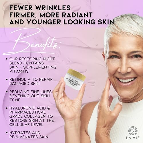 La Vie Anti-Aging Night Cream ? Night Cream for Women Anti-Aging with Niacinamides, Hyaluronic Acid - Retinol Moisturizer Against Wrinkles ? 1.7Fl Oz