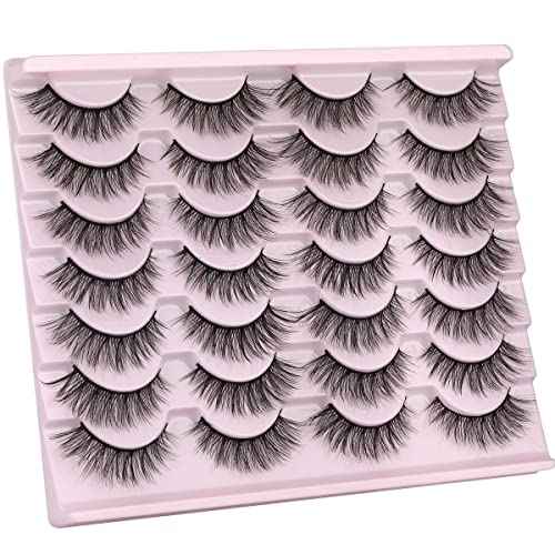 False Eyelashes 14mm Faux 3D Mink Lashes Natural Look Cat Eye Wispy Lashes Pack by Kiromiro, 14 Pairs