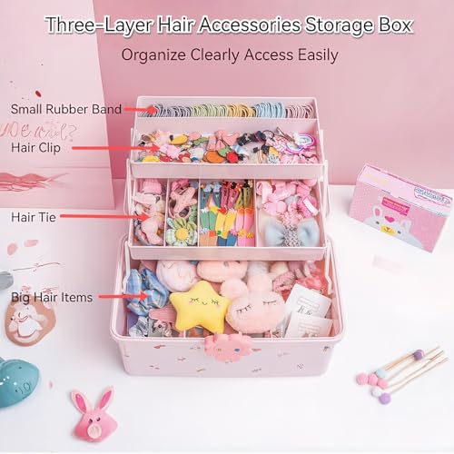 Pulseplay 3-Layer Hair Accessories Organizer Box for Girls