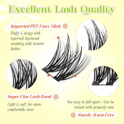 Manga Lash Clusters Natural Eyelash Clusters C Curl Cluster Eyelash Extensions 10-16mm Manga Individual Lashes 320 pcs Lightweight Lashes Clusters DIY at Home£¨40D False Lashes)