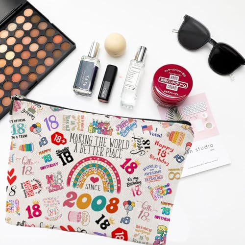 NONETH 18th Birthday Makeup Bag for Girls - 2008 Design, Travel Organizer