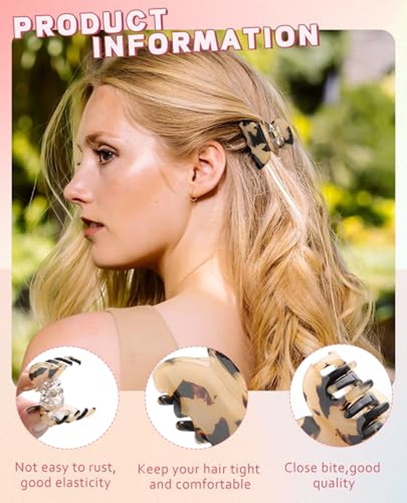 12 Pcs Mini Hair Clips for Women - Non-Slip Acrylic Claw Clips