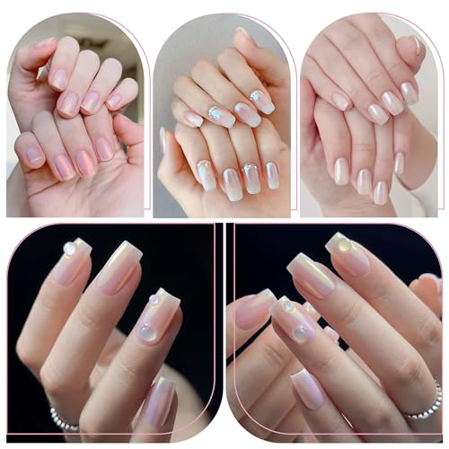 8 Jars Chrome Nail Powder Dip Magic White Pearl Kit Silver Mirror |