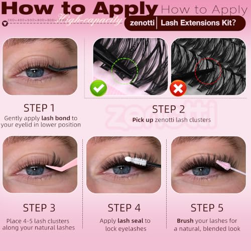 Lash Clusters Kit 590pcs with Bond & Seal - 30D to 100D