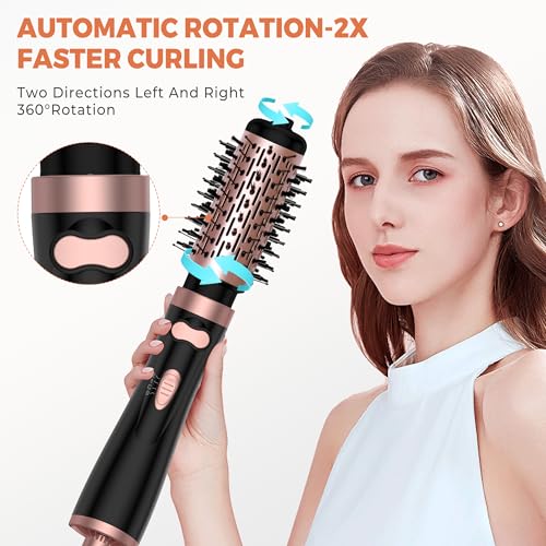 OKWRAP 3-in-1 Rotating Hair Dryer Brush with 2 Detachable Brushes