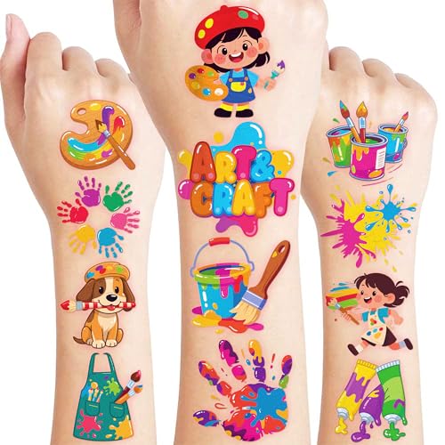 96 PCS Watercolor Art Temporary Tattoos for Kids
