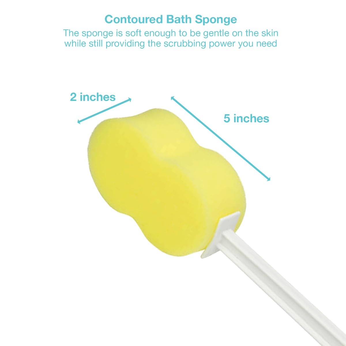 Sammons Preston Long Scrub Sponges, 22.5" Long Handled Washer and Scrubber Tool with Polyfoam Contour Sponge, Bath and Shower Cleaning Aid, Extended Reacher for Limited Range of Motion