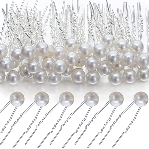 40-Pack White Pearl U-Shaped Bobby Pins for Bridal Hair