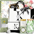 Birthday Gifts for Women, Personalized Mother¡¯s Day Gift for Women, Monogrammed Initial Gift for Her Teacher Wife Mom Friend Daughter Sister Girlfriend, Initial Tote Bag & Makeup bag (K)