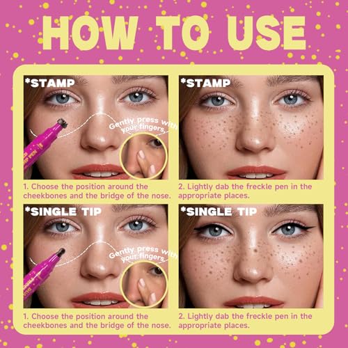 Dual Ended Freckle Stamp Pen - Waterproof Faux Freckles Makeup