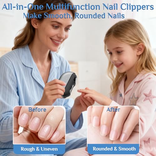 Electric Nail Clipper for Seniors & Kids, 2-Speed with LED Light