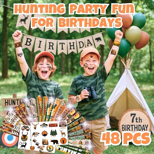 Hunting Party Favors Set - 24 Temporary Tattoos & 24 Slap Bracelets