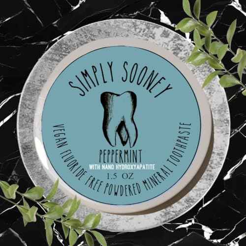 Simply Sooney Remineralizing Vegan Mineral Tooth Powder I Peppermint Nano-hydroxyapatite Formula I Natural Whitening I Stronger Teeth 1.5oz (1.5 oz jar)