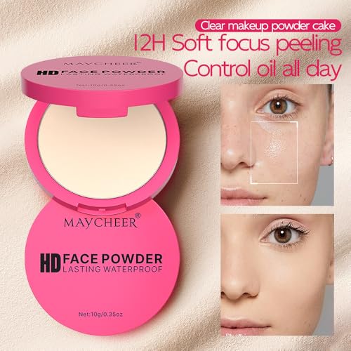 Pressed Powder Compact 6 Colors, Oil Control & Brightening Face Makeup