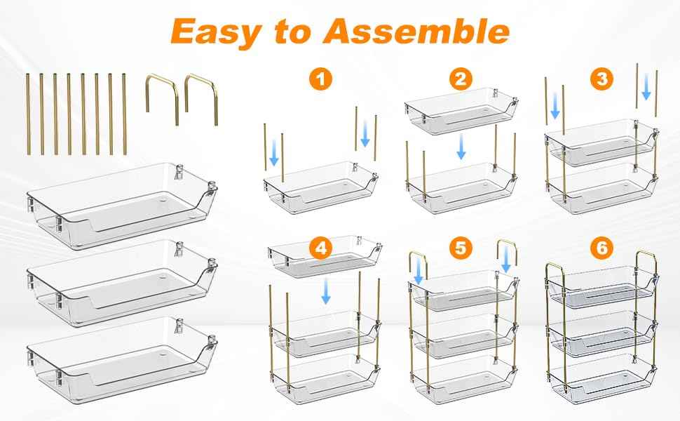 Leoenir 3-Tier Bathroom Organizer Countertop – Makeup, Perfume, and Skincare Storage Tray for Bathroom, Dresser, and Vanity