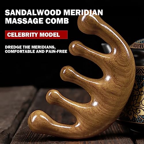 Wooden Scalp Massager - 100% Natural Green Sandalwood Comb