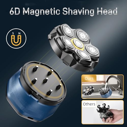 6D Magnetic Shaving Head Replacement Compatible with All 6D Magnetic Electric Razor.Magnetic Replacement Heads for Head Shavers for Bald Men.