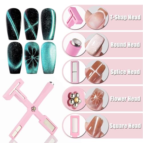 Dr.nail Pink Cat Eye Magnet Nail Art Kit - 11 Pcs DIY Manicure Set