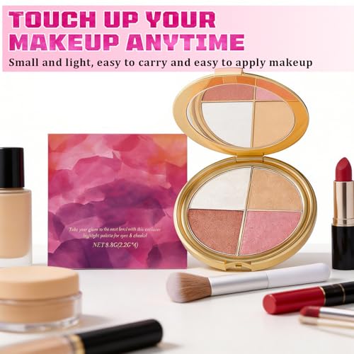 Multifunctional Eye & Cheek Palette with Blush Brush – Long-Lasting Makeup Set