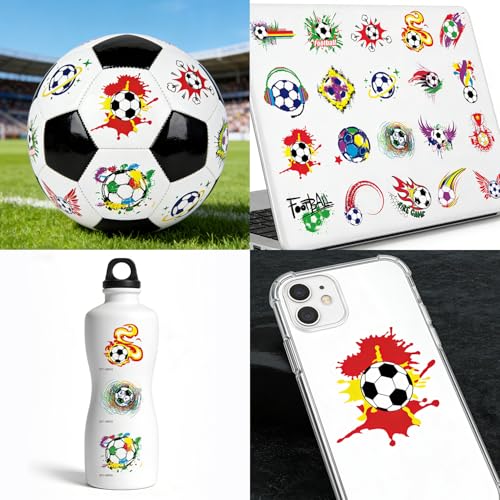 UV Glow Soccer Ball Temporary Tattoos, 60Pcs Waterproof