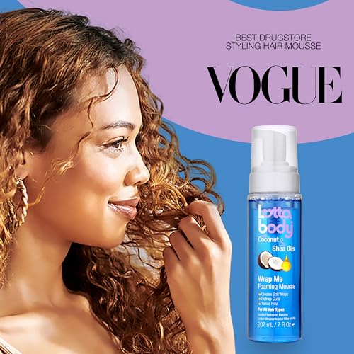 Lottabody Wrap Me Foaming Mousse with Coconut & Shea Oils - 7 oz, Lightweight Curl-Defining & Frizz Control Styling Foam - Pack of 1
