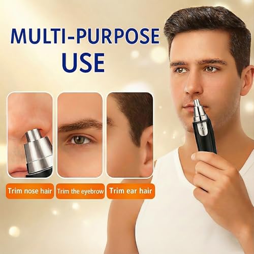Bekhic¢ç Ear and Nose Hair Trimmer Clipper - 2025 Professional Painless Eyebrow & Facial Hair Trimmer for Men Women, Battery Operated Facial & Eyebrow Hair Remover, Dual-Edge Blades, Painless Grooming