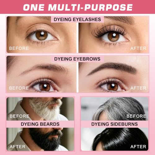 JUANPHEA Eyelash & Eyebrow Color Kit - Professional Black DIY Set
