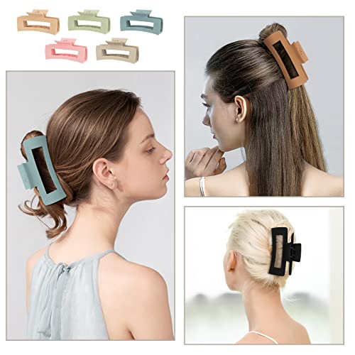 8 Pack Large Hair Claw Clips 4.1" Non-Slip Matte Hold
