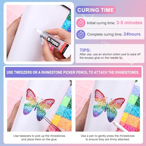 JOICEE 40000 Resin Rhinestones 40 Colors 3mm Flatback with Glue Kit