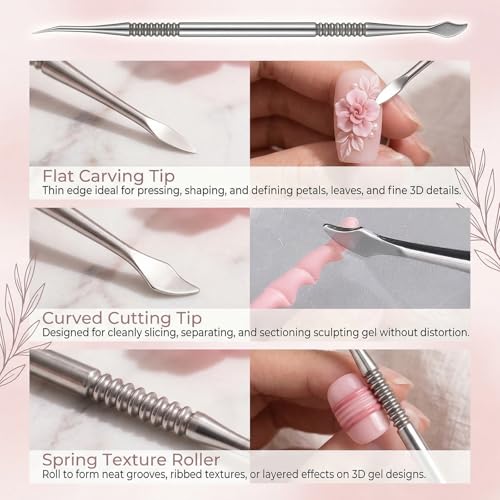 3 Pcs Stainless Steel Nail Art Sculpting Tools & Dotting Pens Set