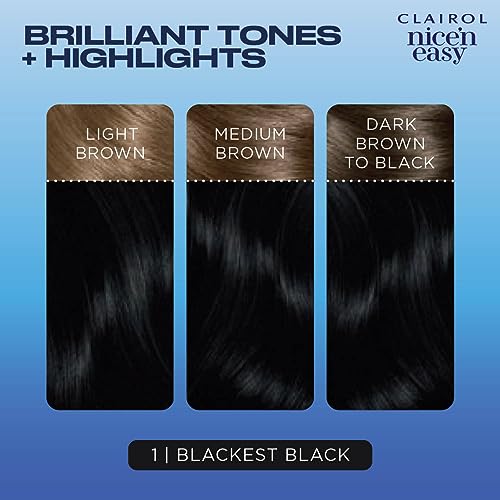 Clairol Nice'n Easy Permanent Hair Dye, 1 Blackest Black Hair Color, Pack of 1