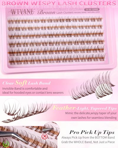 Brown Lash Clusters 8-12mm Natural Eyelash Extensions