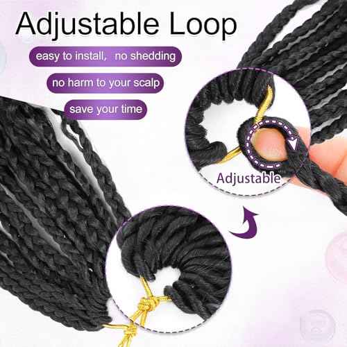 Goddess Box Braids Crochet Hair For Black Women-12 Inch 8 pack Pre Looped Boho Crochet Braids Short Prelooped Bohemian Boho Box Crochet Hair With Curly Ends£¨12in,#1b£©