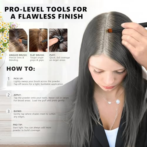 Seaboll 3-Color Root Touch Up Hair Powder Kit for Natural Black & Dark Hair