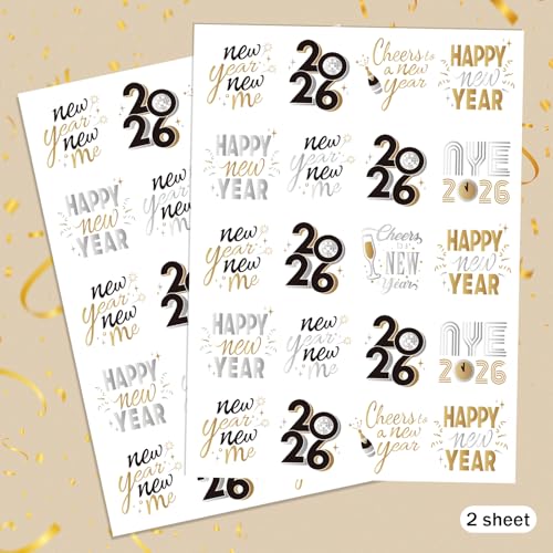 2026 NYE Glitter Temporary Tattoos - 40 Designs, Waterproof Party Favors