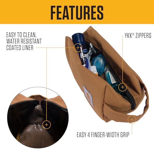 Carhartt Classic Zippered Travel Kit Industry Red - Durable Waterproof Toiletry Bag