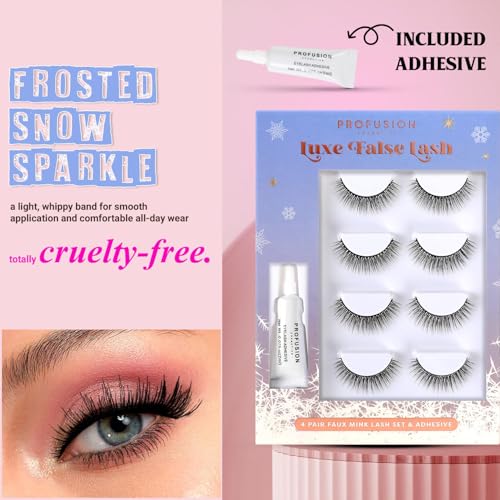 Profusion Cosmetics Frosted Snow 4-Pair Faux Mink False Lashes Kit