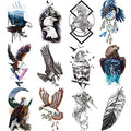 12 Large Eagle Temporary Tattoos Sheet - Waterproof Body Sticker